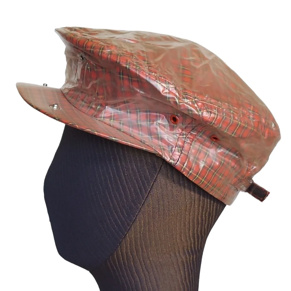 Vtg Red Plaid Cort Rain Cap by Cort Exclusive to J.L.‎ Hudson Adjustable Strap